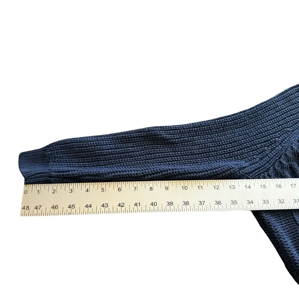 J. Crew Cable Knit Blue‎ Sweater 100% Cotton Mock Neck Sweater Chunky XXS